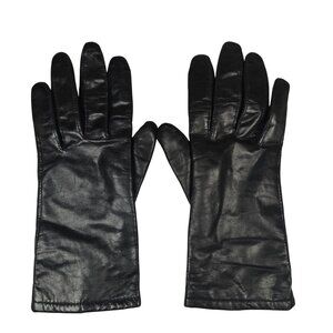 Vintage Fownes Womens Black Genuine Leather Lined Winter Gloves Size 7